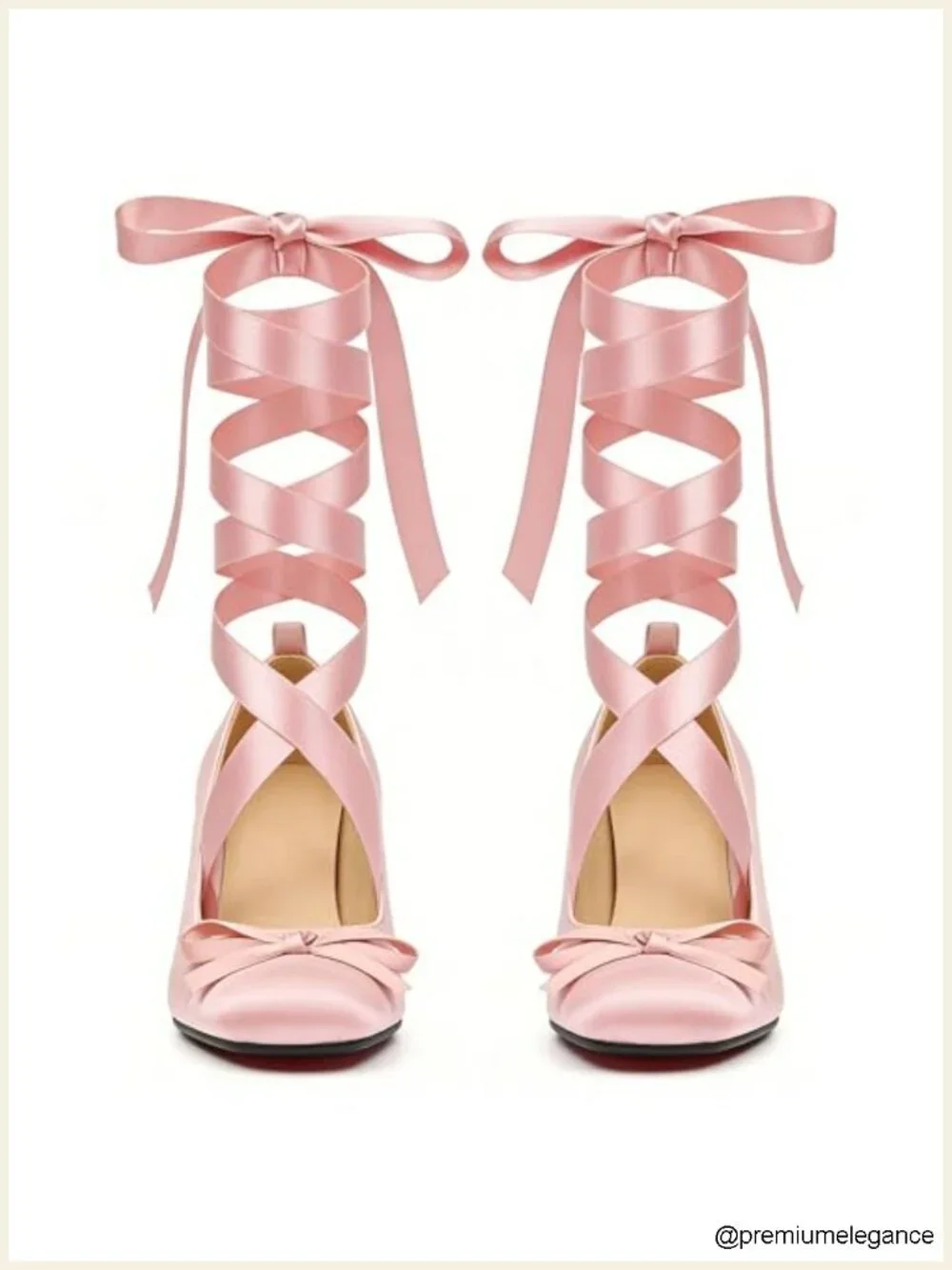 Satin Ballet Heels Bow Pumps Lace Up Chunky Block High Heeled Square Toe Party